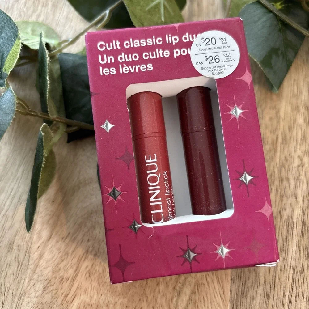 Clinique Cult Classic Almost Lipstick Duo Set Black & Pink Honey 0.04 oz x 2